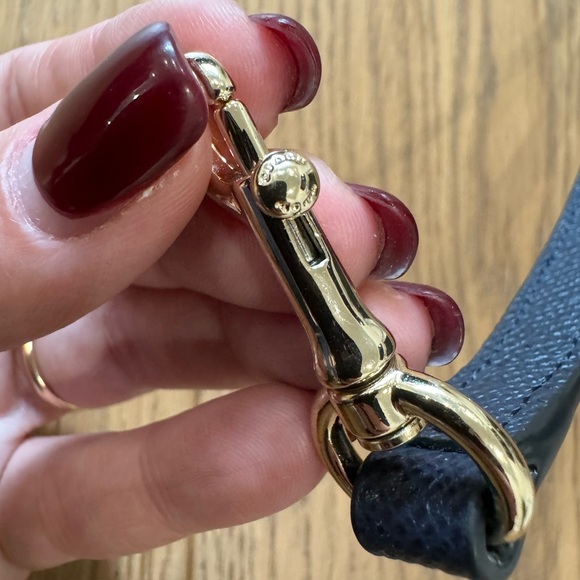 Coach Purse Strap - Adjustable - Navy Saffiano Leather & Gold Hardware - Picture 2 of 5